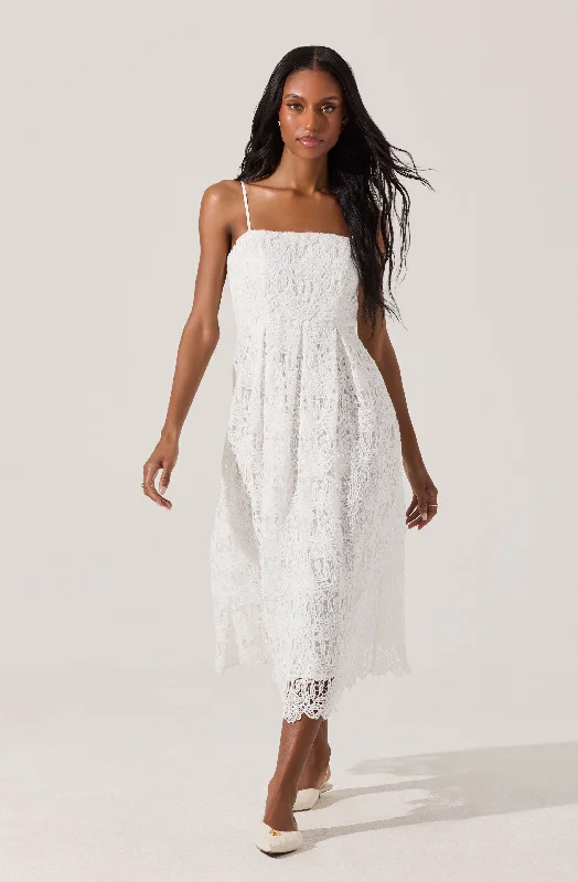 Spring - Season Casual Dresses in Fresh Colors​ Lace Midi Dress