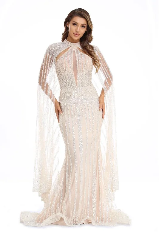 Maternity dress for a baby's first visit to the botanic garden High Couture NR2257 Prom Long Halter Formal Cape Dress Maternity dress for a baby's first visit to the botanic garden High Couture NR2257 Prom Long Halter Formal Cape Dress