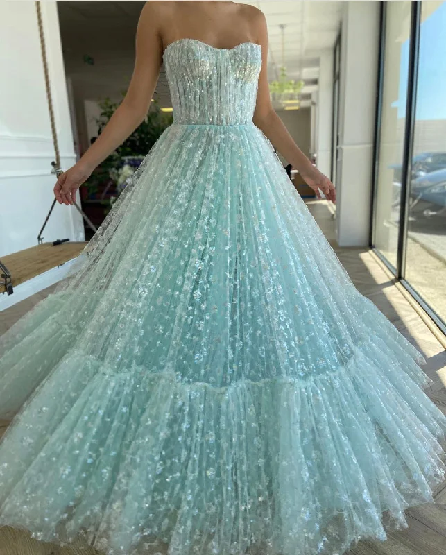 Mini dresses with belted waists for a defined silhouette Enchanting Baby Aqua Gown