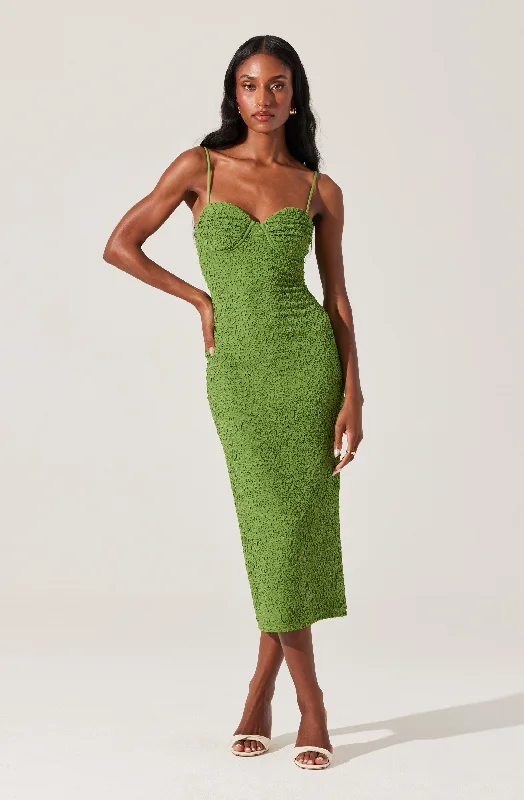 Crochet Casual Dresses for a Handmade Appeal​ Textured Bustier Midi Dress