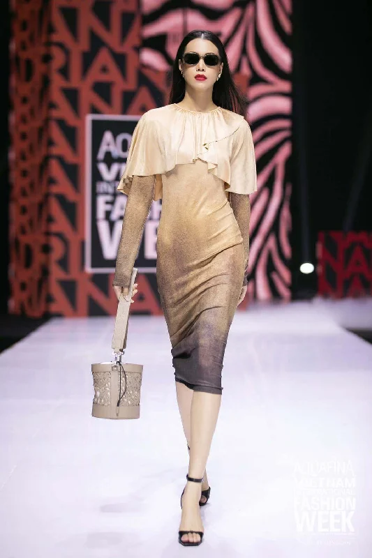 Midi dresses with pleated bodices for a classic and tailored look Julie Gathered Cape Dress