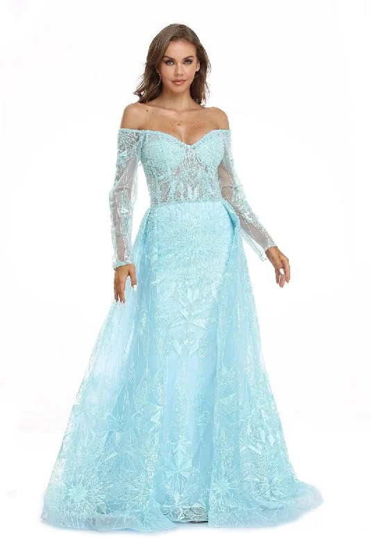 Maternity dress for a coastal vacation High Couture NR2239 Prom Long Off Shoulder Ball Gown