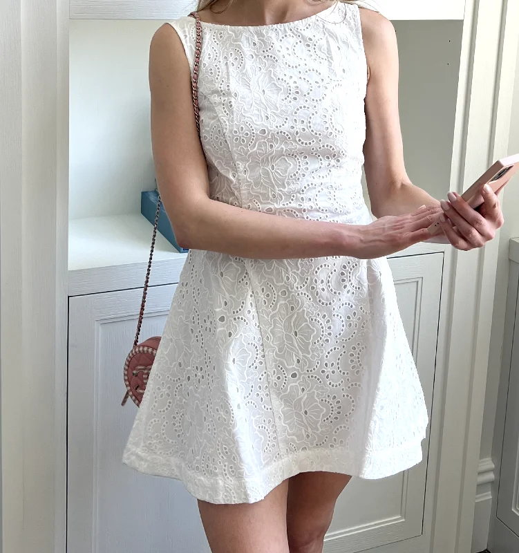 Midi dresses with ruched sleeves for a more fitted and stylish arm look The Sutton Dress - White Broderie Anglaise Midi dresses with ruched sleeves for a more fitted and stylish arm look The Sutton Dress - White Broderie Anglaise