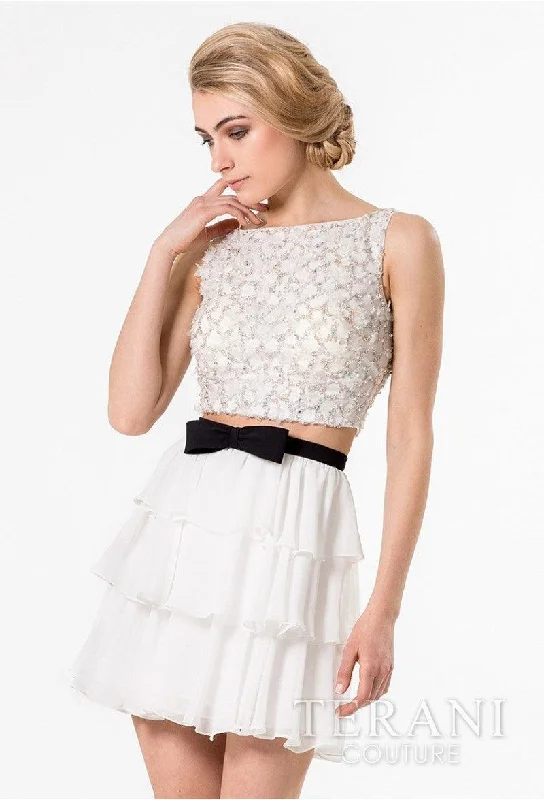 Vintage - themed wedding dresses with pearl accents Terani Couture 1521H0059A Two Piece Short Prom Dress Vintage - themed wedding dresses with pearl accents Terani Couture 1521H0059A Two Piece Short Prom Dress