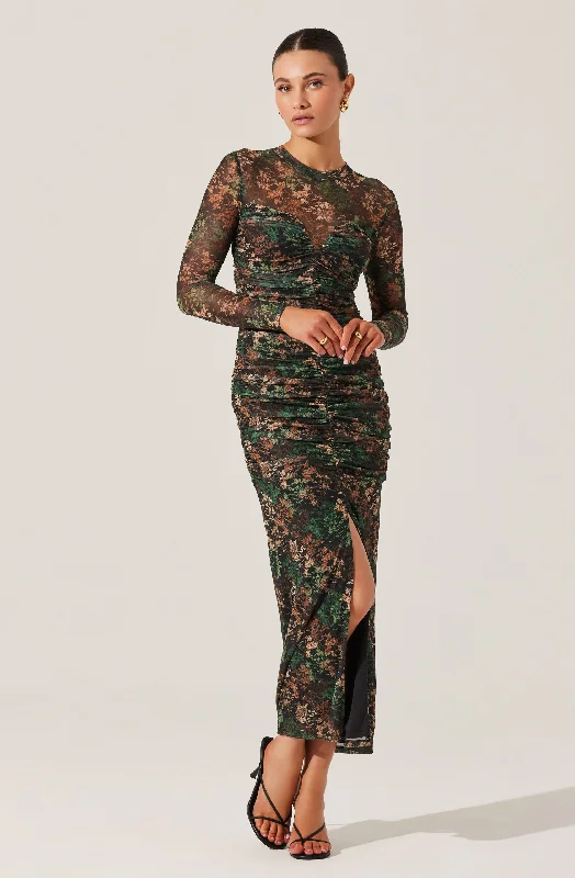 Non - Slip Casual Dresses with Adjustable Straps​ Mesh Sweetheart Ruched Maxi Dress
