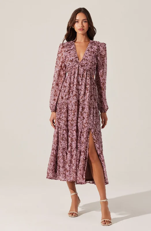 Dry - Clean - Only Casual Dresses for Delicate Fabrics​ V-Neck Cutout Midi Dress