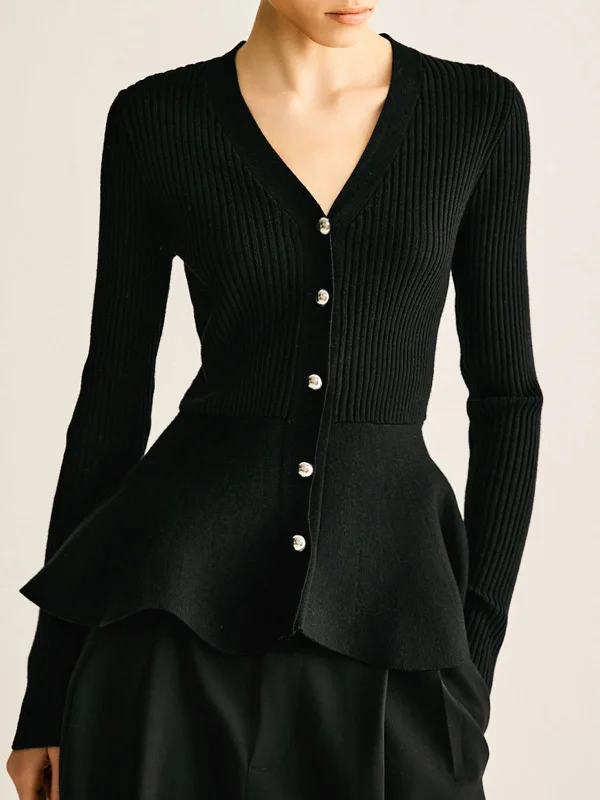 Toddler Casual Dresses in Soft Fabrics​ Oversized Ribbed Panel Bud Waist Button Knit Top