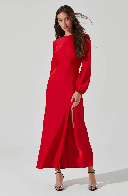 Argyle - Printed Casual Dresses in Pastel Hues​ Elyse Satin Maxi Dress
