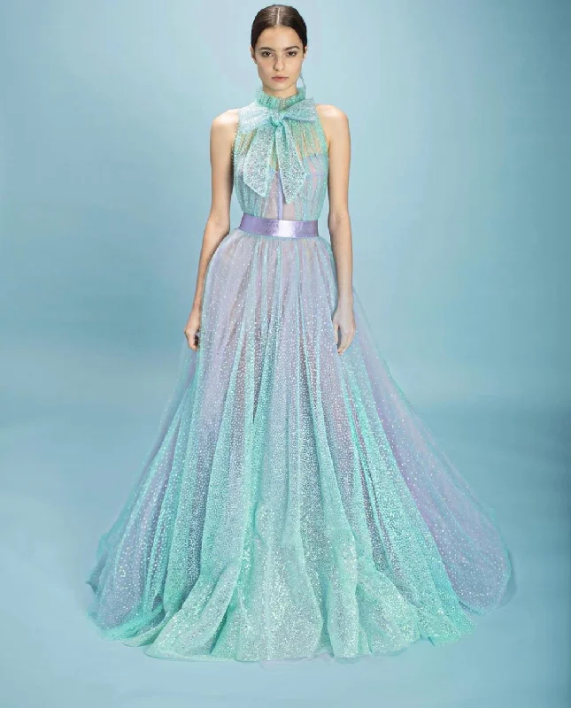 Printed mini dresses for a casual day out Powder Turquoise Gown