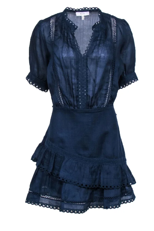 Printed Abstract Women Dress for a Modern and Artistic Appeal Printed Abstract Women Dress for a Modern and Artistic Appeal REISS - Navy Short Sleeve Dress w/ Embroidery Sz 8