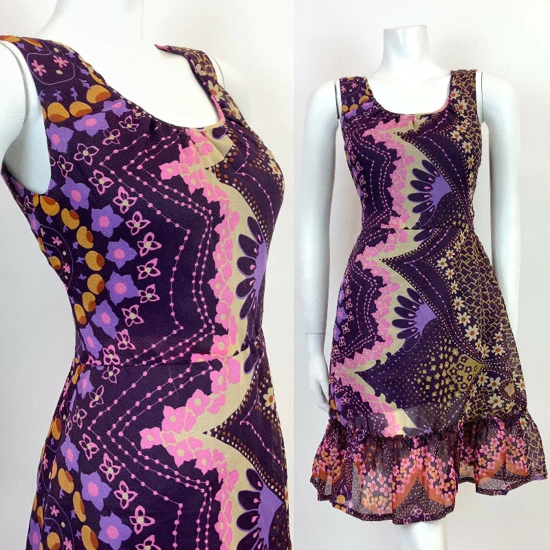Off - the - Shoulder Women Dress for a Romantic and Feminine Look Off - the - Shoulder Women Dress for a Romantic and Feminine Look VINTAGE 60s 70s PURPLE PINK CREAM PSYCHEDELIC FLORAL SHEER MOD DRESS 10
