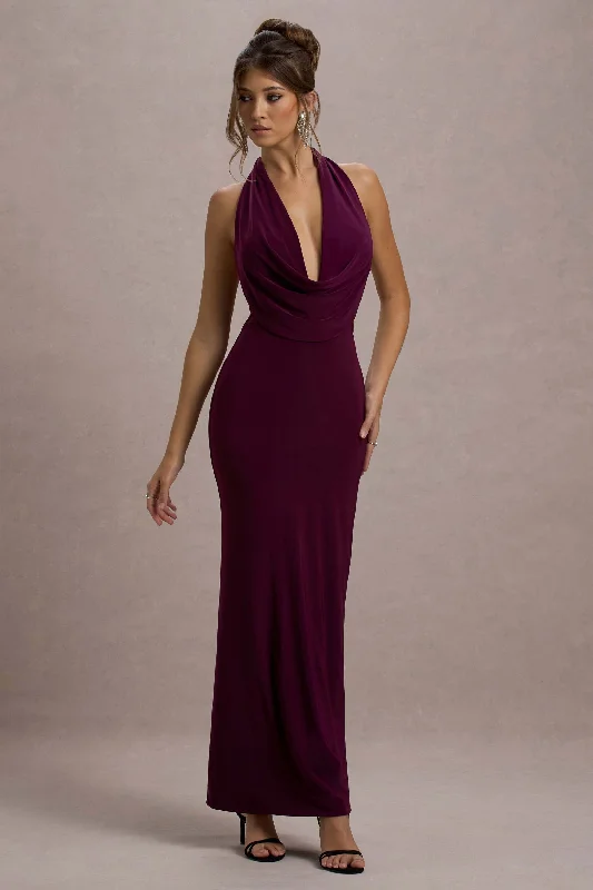 Capella | Berry Asymmetric Wrap Maxi Dress