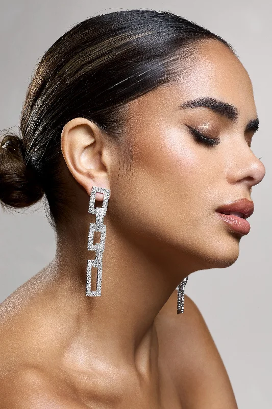 Bond | Silver Diamante Chain Dangle Earrings