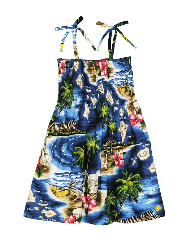 Girls Tube Top Smock Dress Hawaii Polynesian