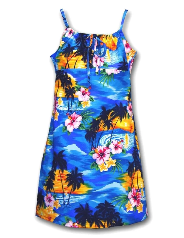 Island Sunset Girls Spaghetti Dress