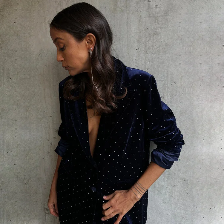 Navy Velvet Blazer