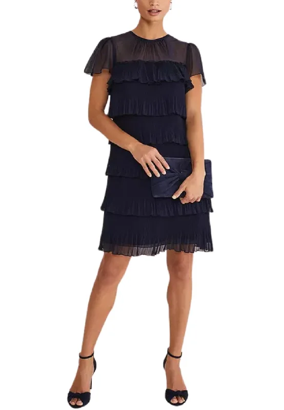 Navy Mimi Pleated Tiered Mini Dress