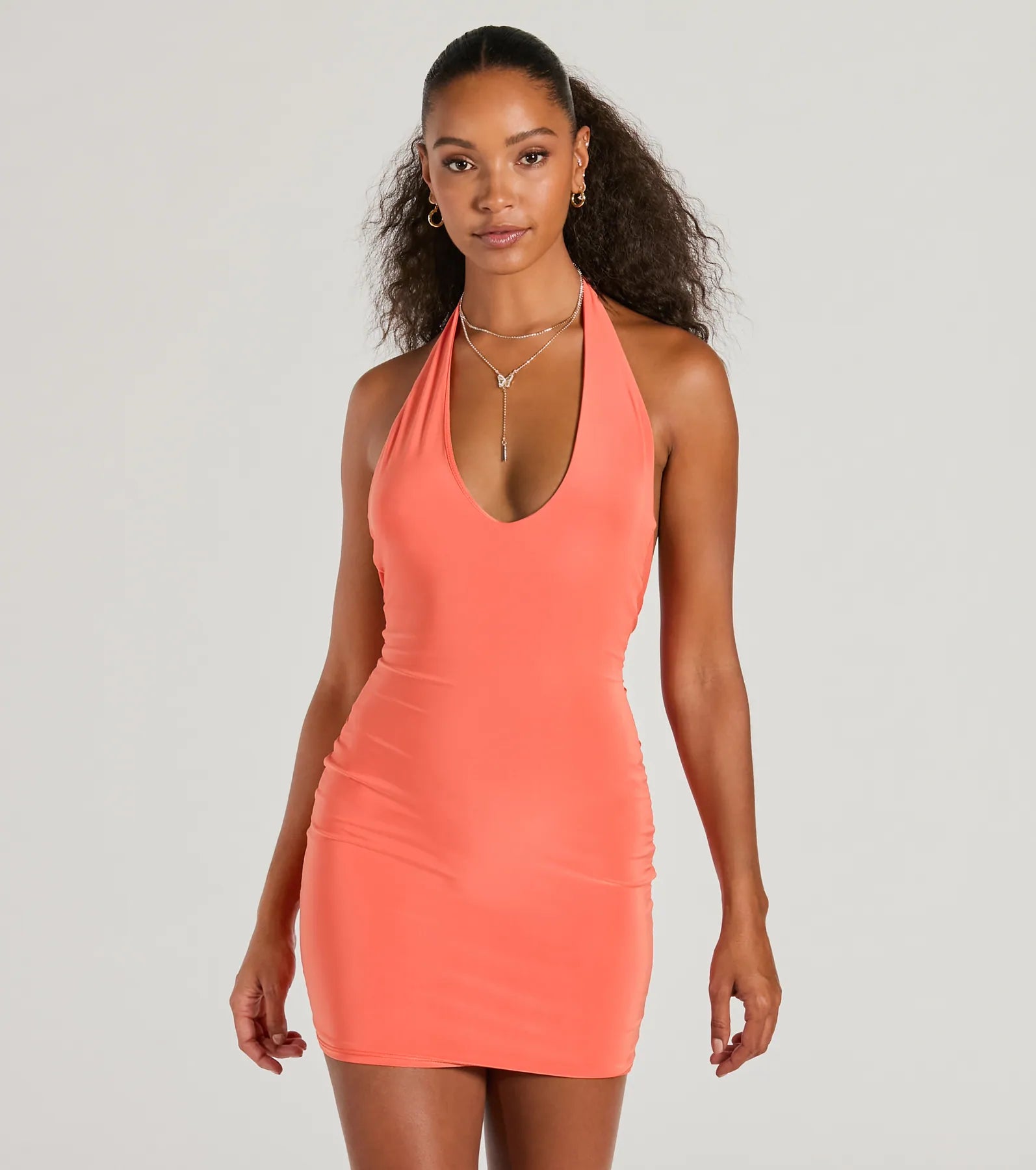 Sultry Moves Plunging Halter Bodycon Mini Dress