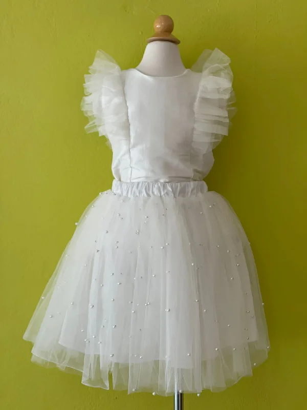 Taffeta and tutu set with pearls