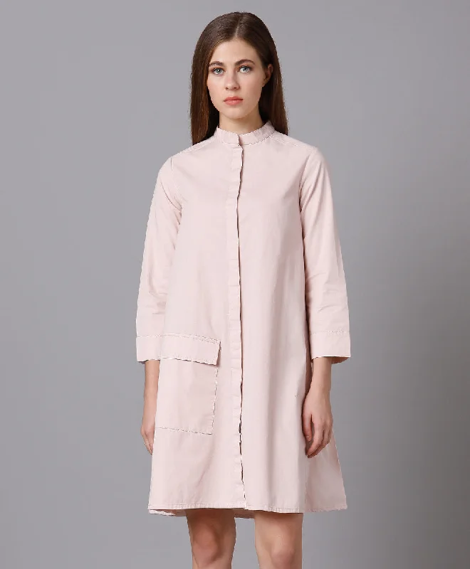 Pastel Pink Cotton Shirt Dress