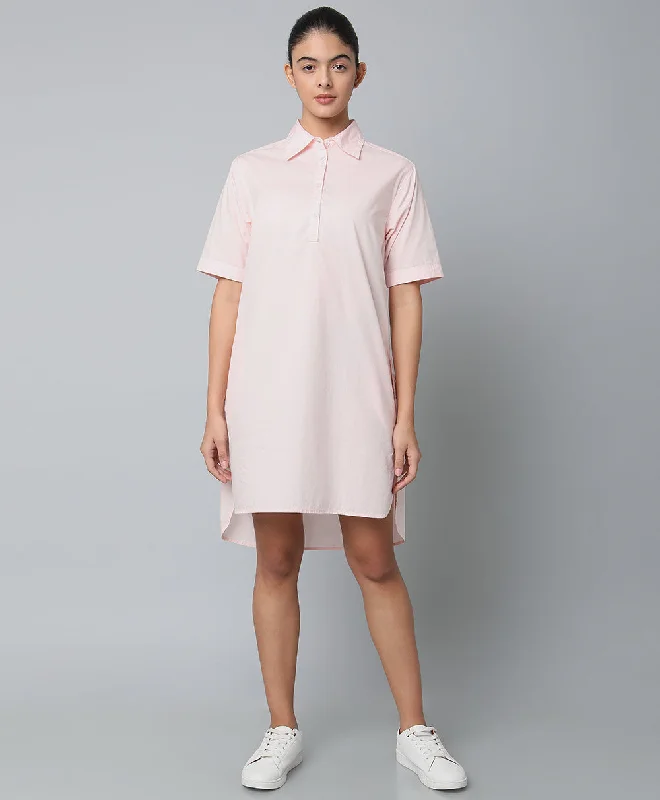 Peach Cotton Shirt Dress