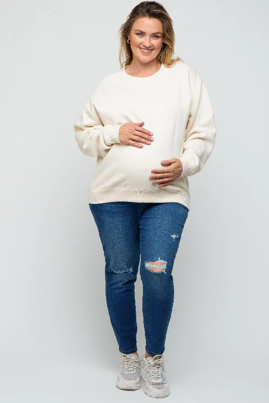 Blue Distressed Skinny Maternity Plus Jeans